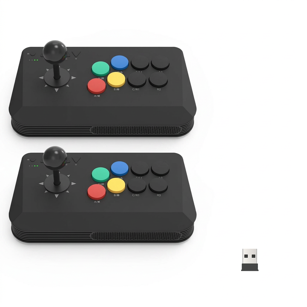 DATA FROG Y3A MAX black arcade stick with wireless receiver, 2 pieces