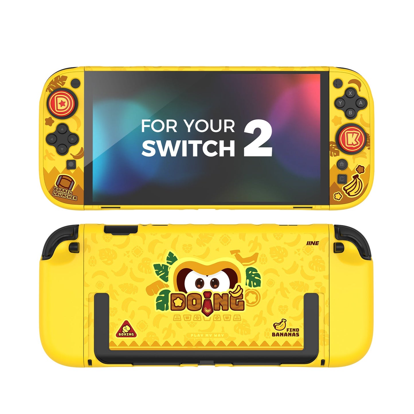 DATA FROG IINE Banana Hero Protective Case & Tempered Glass Film & Storage Bag & Game Card Case for Switch 2