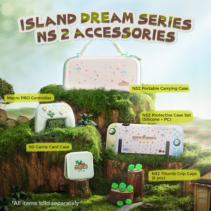 DATA FROG Island Dream Themed Accessories Series for Nintendo Switch2 – Cozy Protective Case, Carrying Case, Controller