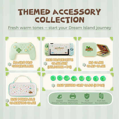 DATA FROG Island Dream Themed Accessories Series for Nintendo Switch2 – Cozy Protective Case, Carrying Case, Controller