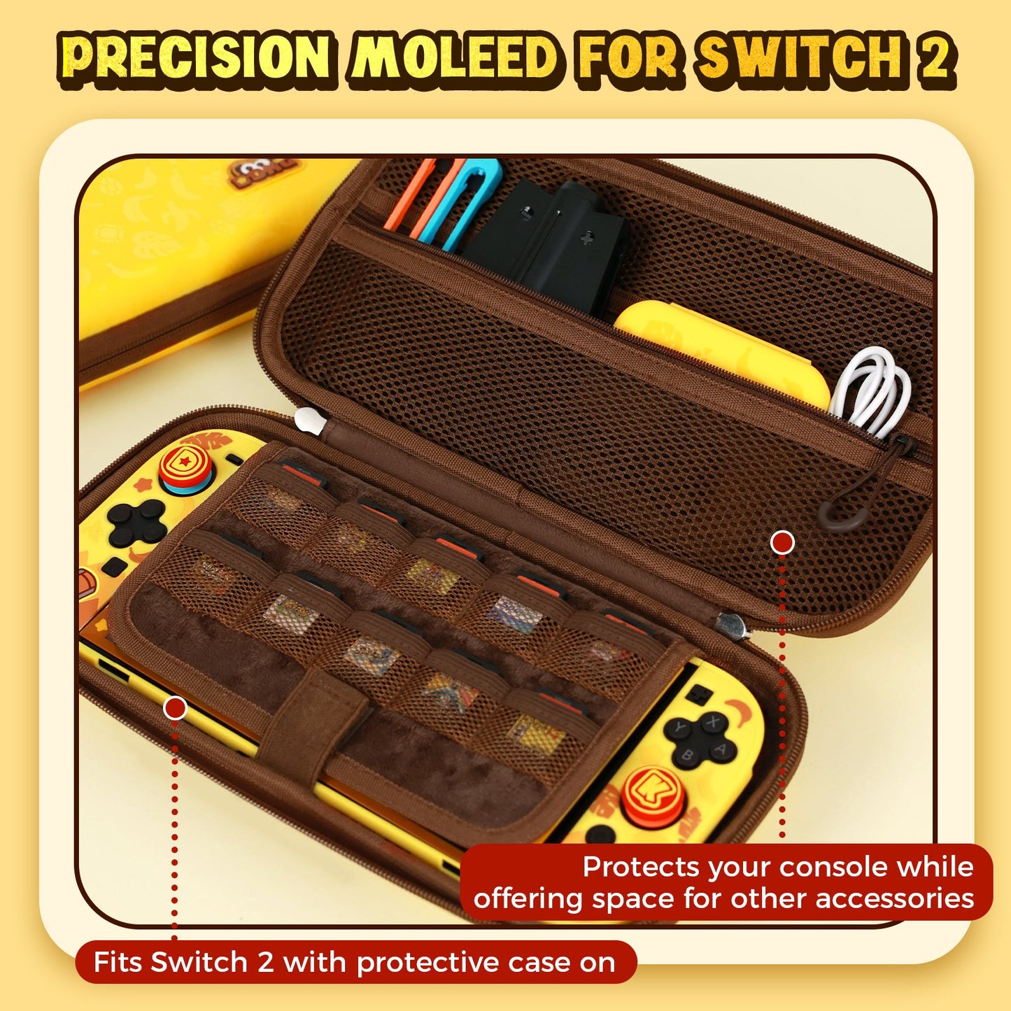 DATA FROG IINE Banana Hero Protective Case & Tempered Glass Film & Storage Bag & Game Card Case for Switch 2
