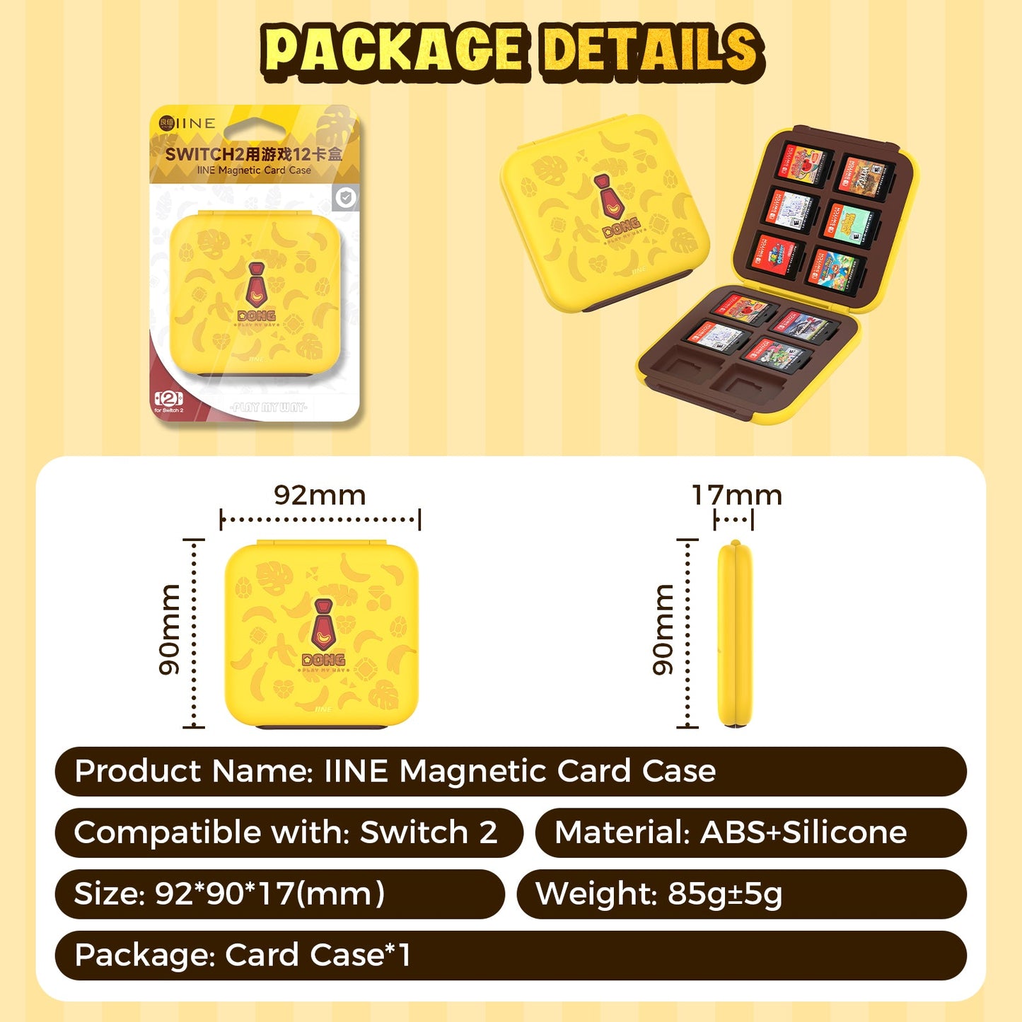 DATA FROG IINE Banana Hero Protective Case & Tempered Glass Film & Storage Bag & Game Card Case for Switch 2