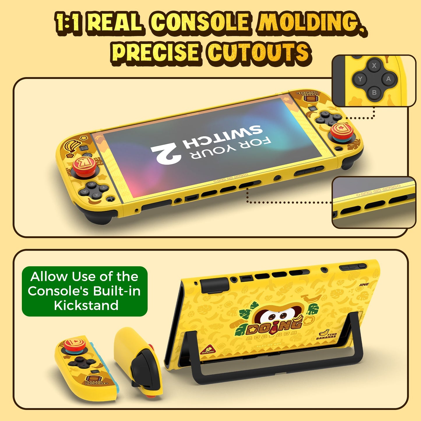 DATA FROG IINE Banana Hero Protective Case & Tempered Glass Film & Storage Bag & Game Card Case for Switch 2
