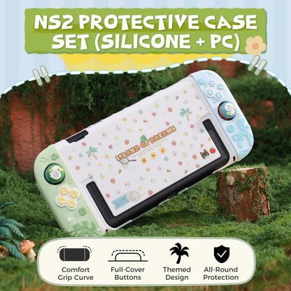 DATA FROG Island Dream Themed Accessories Series for Nintendo Switch2 – Cozy Protective Case, Carrying Case, Controller