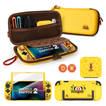 DATA FROG IINE Banana Hero Protective Case & Tempered Glass Film & Storage Bag & Game Card Case for Switch 2