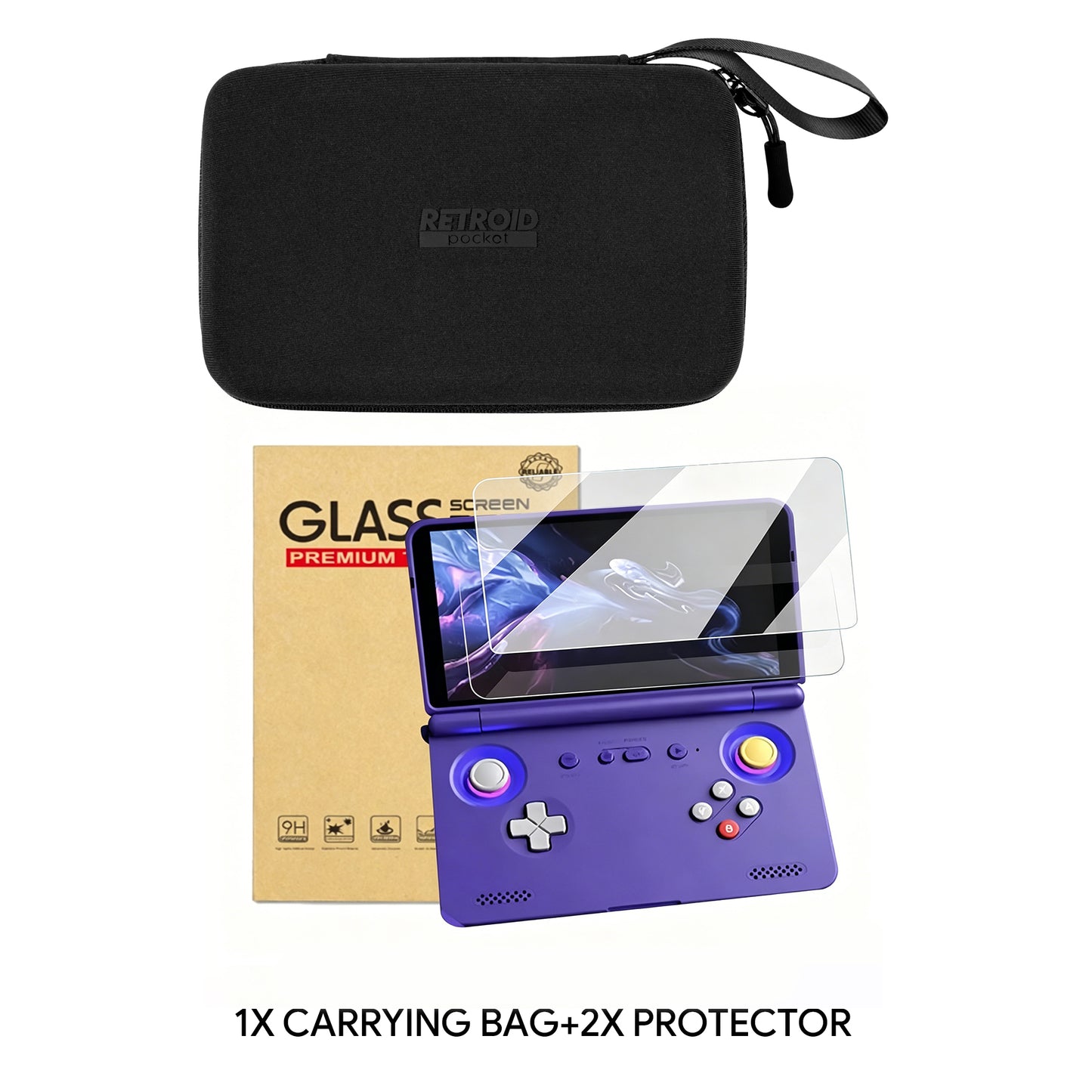 DATA FROG Retroid Pocket Flip 2 Carrying Case & Tempered Glass Screen Protector