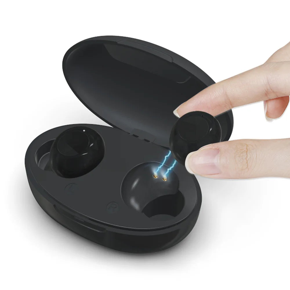 DATA FROG H19 Rechargeable Hearing Aid – Mini Wireless Invisible Earphone for Elderly