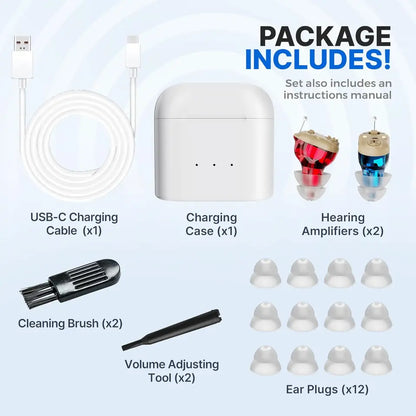 DATA FROG H19 Rechargeable Hearing Aid – Mini Wireless Invisible Earphone for Elderly