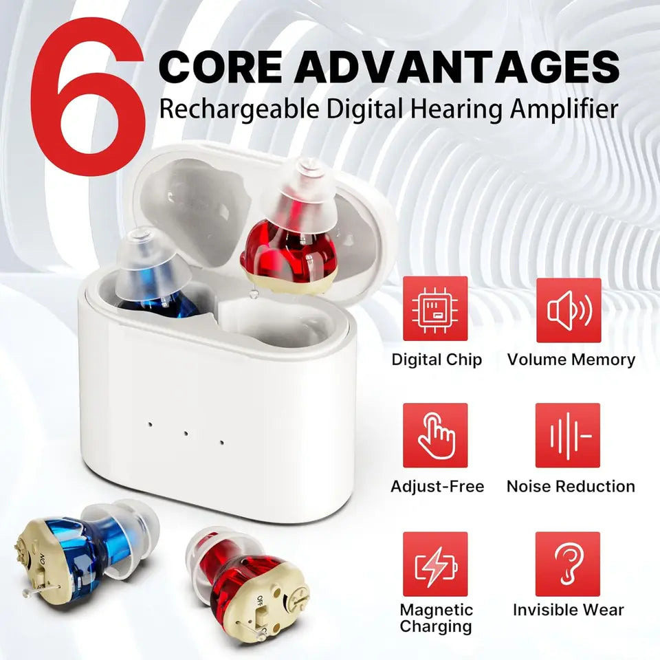 DATA FROG H19 Rechargeable Hearing Aid – Mini Wireless Invisible Earphone for Elderly