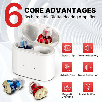 DATA FROG H19 Rechargeable Hearing Aid – Mini Wireless Invisible Earphone for Elderly